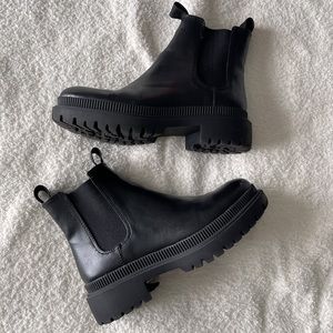 Leather Black Booties - Size 8